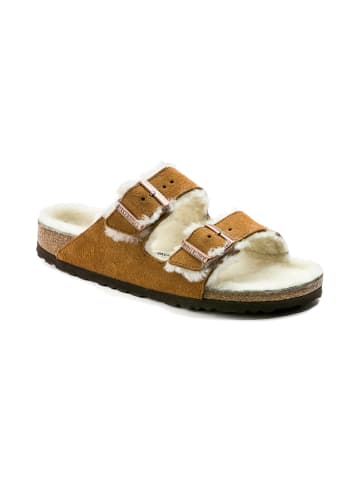 Birkenstock Pantoletten Arizona Shearling Veloursleder in Braun