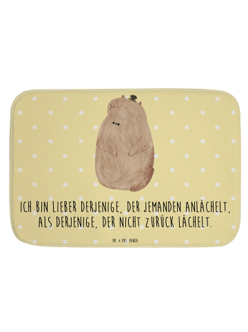 Mr. & Mrs. Panda Duschmatte Murmeltier mit Spruch in Gelb Pastell