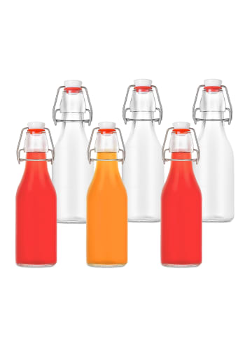 relaxdays 6x Flasche in Transparent - 250 ml