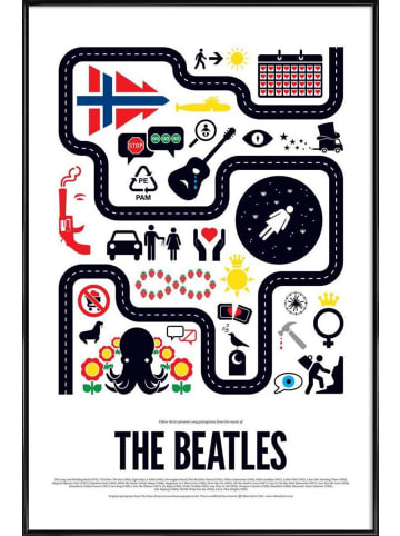 Juniqe Poster in Kunststoffrahmen "The Beatles" in Blau & Rot