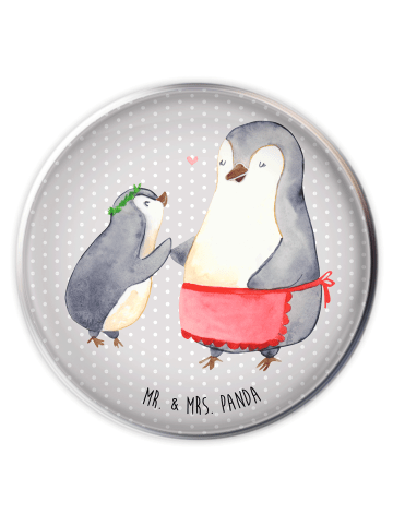 Mr. & Mrs. Panda Waschbecken Ablaufstopfen Pinguin mit Kind ohne... in Grau Pastell