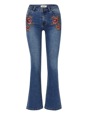 KOROSHI LANGE HOSE JEANS GLOCKE in blau