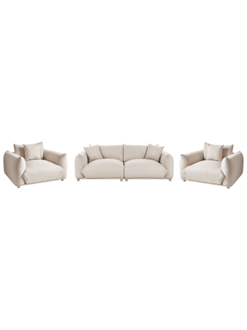 Beliani 3-tlg Sitzgruppe LUVOS in Beige/Braun