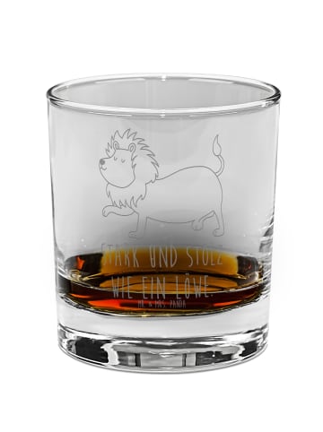 Mr. & Mrs. Panda Whiskey Glas Sternzeichen Löwe mit Spruch in Transparent