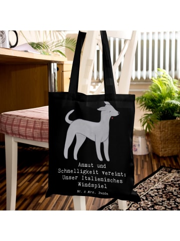 Mr. & Mrs. Panda Shopping Tasche Italienisches Windspiel mit Spruch in Schwarz