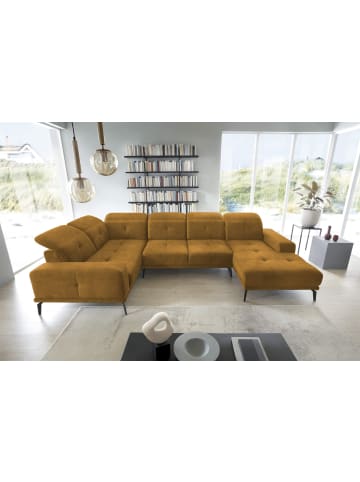 MF Design Nevido Recamiere Links in Senfgelb -  (L) 201 x (B) 350 x (H) 77 cm