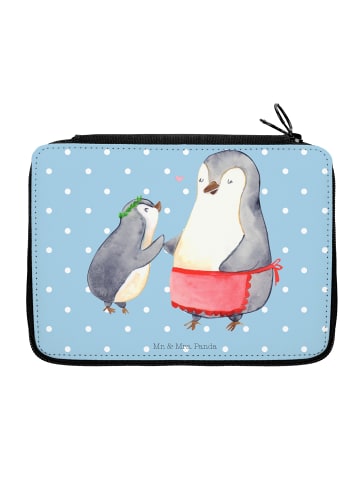 Mr. & Mrs. Panda Stifteetui Pinguin mit Kind ohne Spruch in Blau Pastell