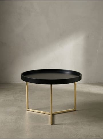 KADIMA DESIGN Sofatisch LIA Rund: Retro Stil, Metallgestell, abnehmbares Tablett in Gold