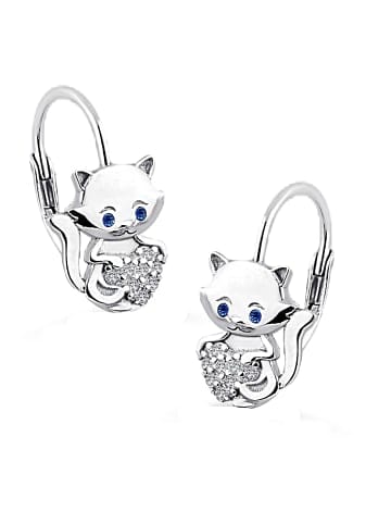 schmuck23 Silber Ohrringe 925 Katze 1,0 cm x 1,0 cm