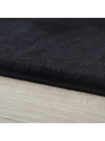 KADIMA DESIGN Teppich Kurzflor Waschbar Einfarbig NECKAR Strapazierfähig OEKO-TEX in Schwarz