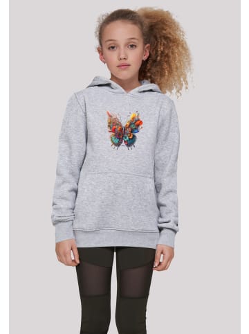 F4NT4STIC Hoodie Schmetterling Blumen in grau meliert