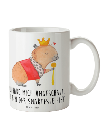 Mr. & Mrs. Panda Kaffeebecher Capybara König mit Spruch in Weiß