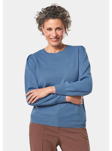 GOLDNER Kurzgröße:  Strickpullover Weicher Strickpullover, Ballonärmel in jeansblau