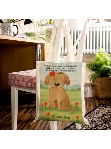 Mr. & Mrs. Panda Shopping Tasche Hund Dame Design mit Spruch in Weiß