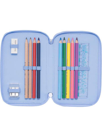 BECKMANN 3-fächrige Federmappe mit Inhalt Seashell in blau