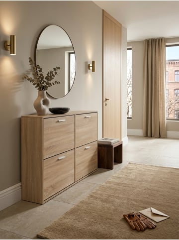 KADIMA DESIGN Schuhschrank NIDDA aus Holz, zeitloses Design, große Ablagefläche in Beige