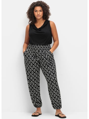 sheego Jogg Pants in schwarz-gemustert