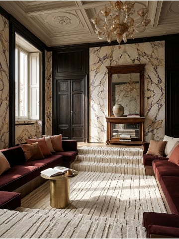 KADIMA DESIGN Kurzflorteppich Abstrakt pflegeleicht Wohnzimmer Schlafzimmer Flur in Creme
