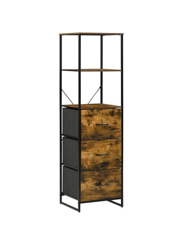 HOMCOM Kommode-44L x 40B x 155H cm-Rustikal-Braun