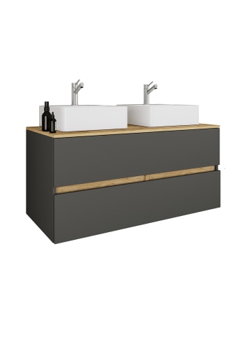 VCM 3 tlg. Badmöbel-Set mit Waschbecken Cosila-A 111cm in Anthrazit / Honig-Eiche