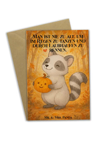 Mr. & Mrs. Panda Grußkarte Waschbär Kürbis Design mit Spruch in Weiß
