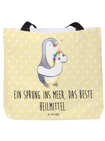 Mr. & Mrs. Panda Tote Bag Sommermeerheilkraft mit Spruch in Gelb Pastell
