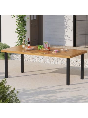COSTWAY Gartentisch mit Schirmloch 200x100cm in Braun