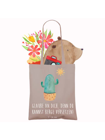 Mr. & Mrs. Panda Tote Bag Selbstvertrauen stärken mit Spruch in Braun Pastell