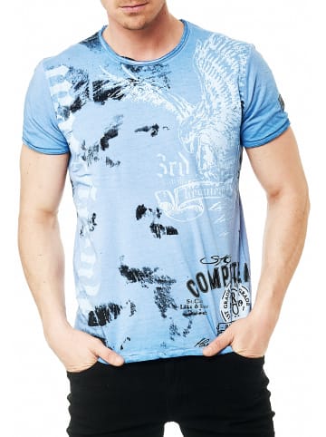 Rusty Neal T-Shirt Verwaschen American Eagle Print in Blau