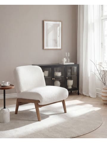 Beliani Sessel NIVA in Weiß/Braun - (W) 61 x (H) 76 x (L) 78 cm
