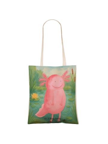 Mr. & Mrs. Panda Tasche Axolotl Glücklich Design ohne Spruch in Weiß