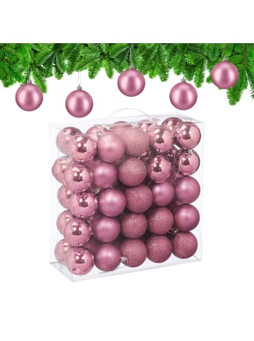 relaxdays 50-tlg. Weihnachtskugeln Set in Rosa