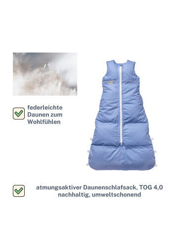 Kinderhaus Blaubär ARO Artländer Daunenschlafsack TOP in Azur Uni