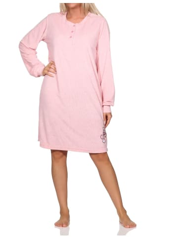 NORMANN Frottee Nachthemd langarm Bündchen - 82095 in rosa