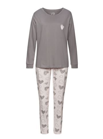 VIVANCE DREAMS Pyjama in grau-rosa