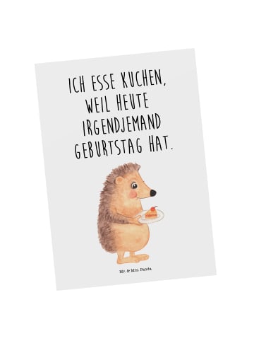 Mr. & Mrs. Panda Grußkarte Igel Kuchenstück mit Spruch in Weiß