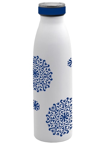 Geda Labels Isolierflasche Classic Blue Ornament in Weiß - 500 ml