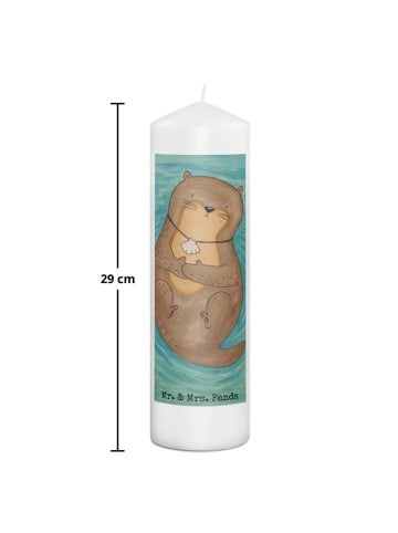 Mr. & Mrs. Panda Trauerkerze Otter Muschel Design ohne Spruch in Weiß