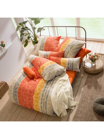 Erwin Müller Seersucker Bettwäsche in orange-grau