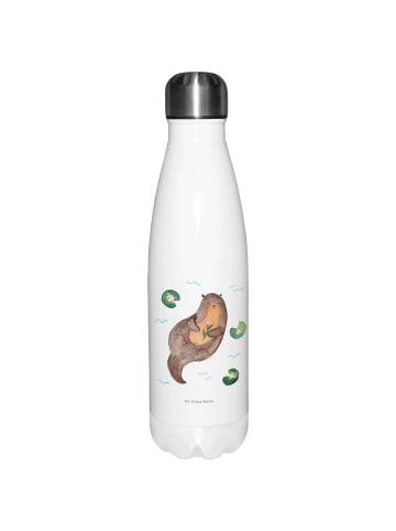 Mr. & Mrs. Panda Trinkflasche Otter Seerose ohne Spruch in Weiß
