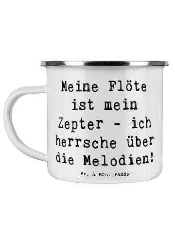 Mr. & Mrs. Panda Camping Emaille Tasse Spruch Flötenzauber mit S... in Weiß