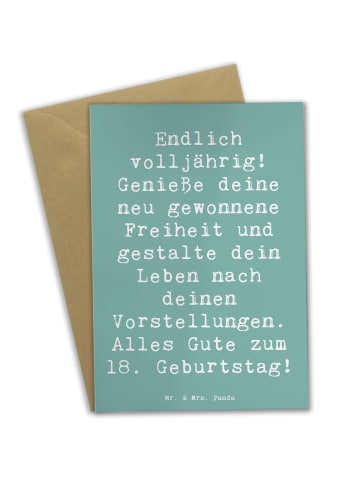 Mr. & Mrs. Panda Jubiläumskarte Spruch 18. Geburtstag Freiheit m... in Meeresbrise