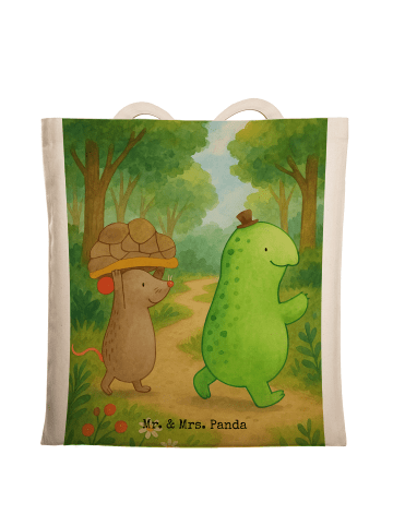 Mr. & Mrs. Panda Shopping Tasche Schildkröte Maus Design ohne Sp... in Weiß