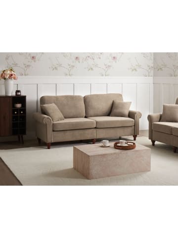 Beliani 3-Sitzer Sofa GINNERUP in Braun - (W) 195 x (H) 84 x (L) 76 cm