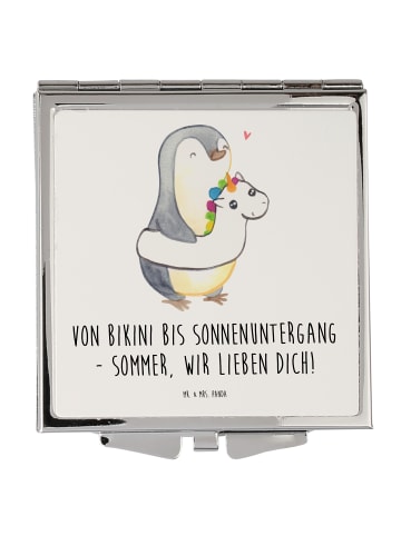 Mr. & Mrs. Panda Schminkspiegel Sommer Meer Strand mit Spruch in Weiß