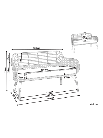 Beliani Gartenbank PRATELLO in /Beige/Grau - (W) 122 x (H) 79 x (L) 59 cm
