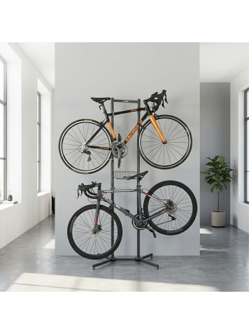 relaxdays Fahrradständer in Schwarz- (B)75 x (H)210 x (T)61 cm