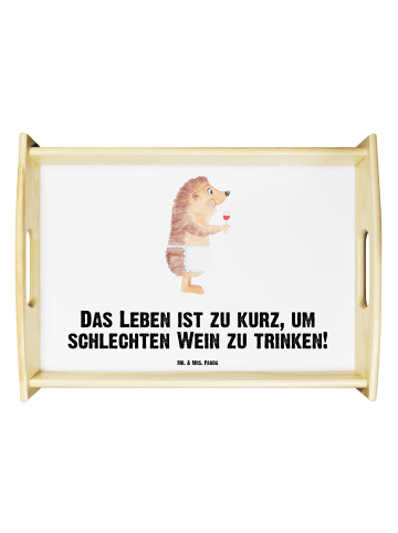 Mr. & Mrs. Panda Serviertablett Igel Wein mit Spruch in Weiß