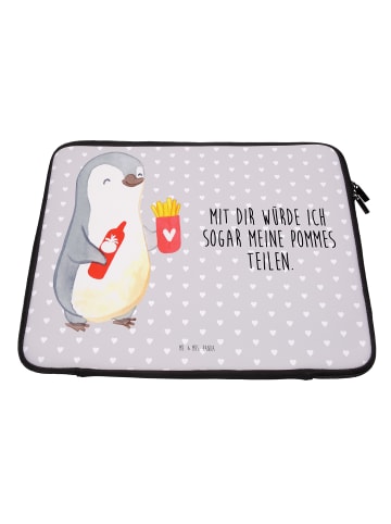 Mr. & Mrs. Panda Notebook Tasche Pinguin Pommes mit Spruch in Grau Pastell