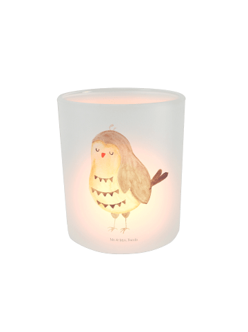 Mr. & Mrs. Panda teelichtglas Eule Zufrieden ohne Spruch in Transparent